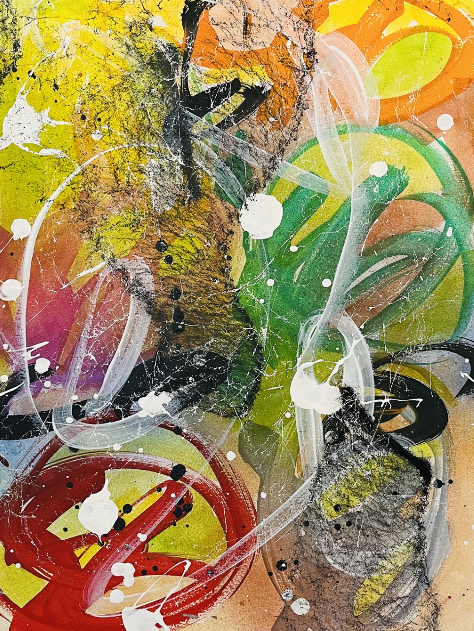 JonOne, gouache, encre et bombe aérosol sur papier
