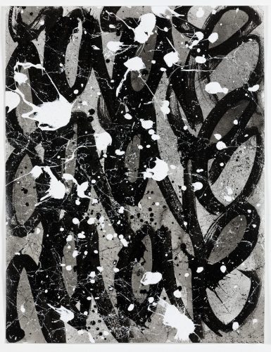 JonOne, gouache, encre et bombe aérosol sur papier, 65 x 50 cm, 2022