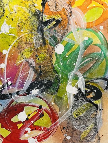 JonOne, gouache, encre et bombe aérosol sur papier, 56 x 42 cm, 2022