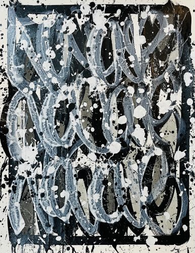 JonOne, gouache, encre et bombe aérosol sur papier, 65 x 50 cm, 2022