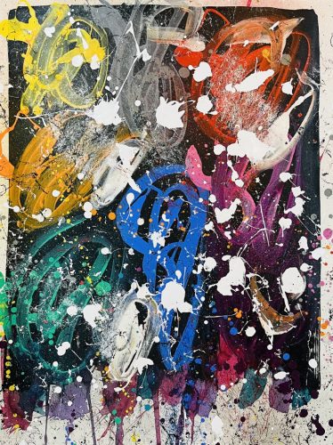 JonOne, gouache, encre et bombe aérosol sur papier, 76 x 57 cm, 2022