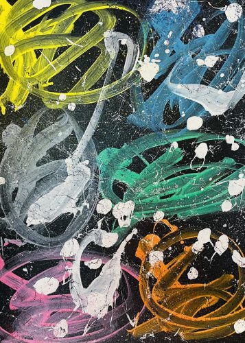 JonOne, gouache et bombe aérosol sur papier, 59 x 42 cm, 2022