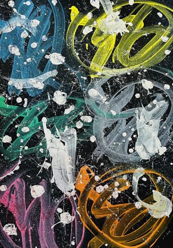 JonOne, gouache et bombe aérosol sur papier, 59 x 42 cm, 2022