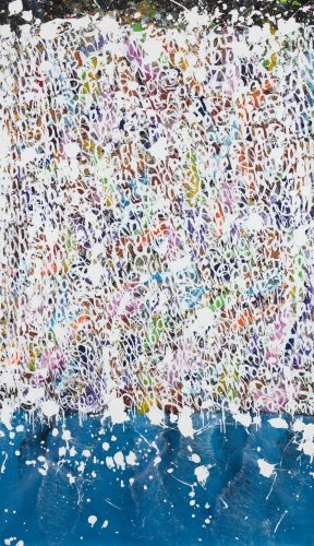 JonOne, The Rebirth, acrylique et bombe aérosol sur toile, 203 x 117 cm, 2022