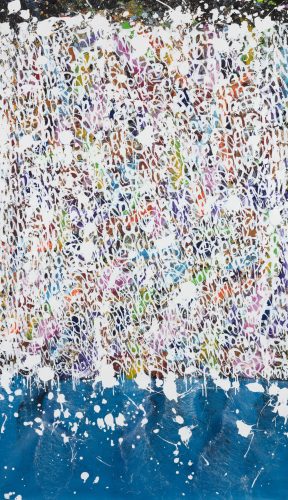 JonOne, The Rebirth, acrylique et bombe aérosol sur toile, 203 x 117 cm, 2022