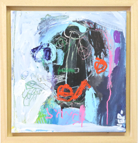 NEP-, technique mixte sur toile, 36 x 35 cm, 2022