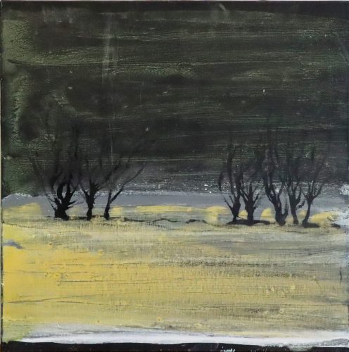 Jean-Gilles Badaire, Le sol jaune, technique mixte sur toile, 50 x 50 cm, 2020