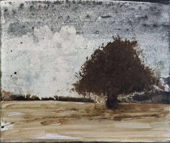 Jean-Gilles Badaire, Chêne de Boisdé en automne, technique mixte sur toile, 65 x 54 cm, 2021