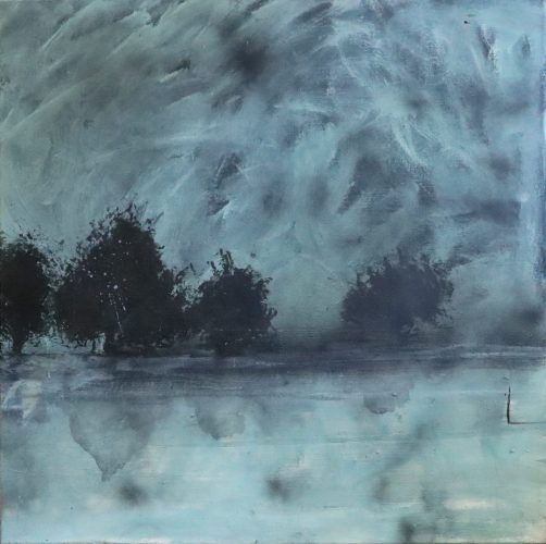 Jean-Gilles Badaire, Fragments de solitude, technique mixte sur toile, 90 x 90 cm, 2021