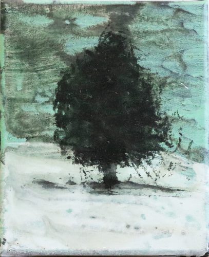 Jean-Gilles Badaire, Arbre, technique mixte sur toile, 27 x 22 cm, 2021