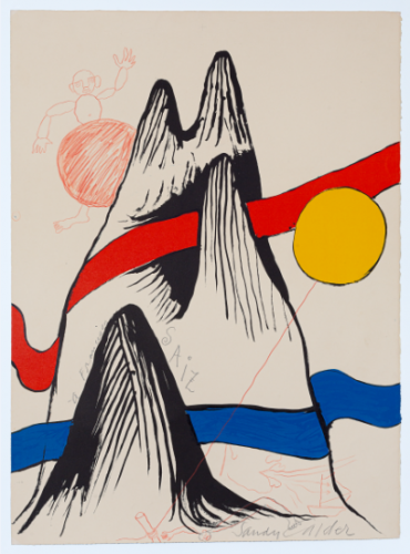 Alexander Calder, Les Rubans, dessin au crayon sur lithographie, 76.3 x 55.4 cm, 1971