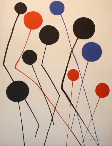 Alexander Calder, Balloons, lithographie sur vélin signée et justifiée EA au crayon par l'artiste, 59.2 x 77.5 cm, 1971