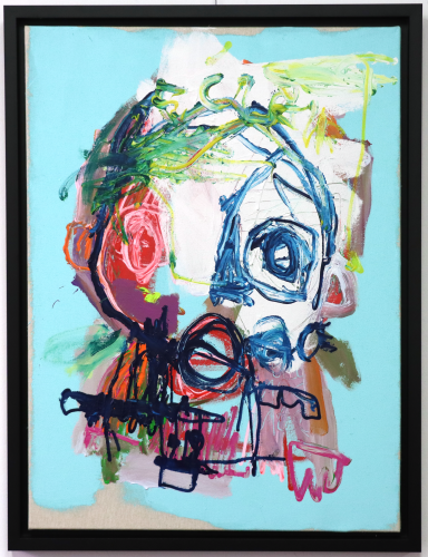 NEP-, A l'attention d'un autre, technique mixte sur toile, 81 x 60 cm, 2022
