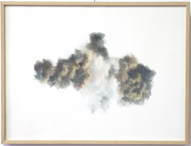 Mélissande Herdier, Postdiluvien n°1, crayons de couleur sur papier, 30 x 40 cm, 2021