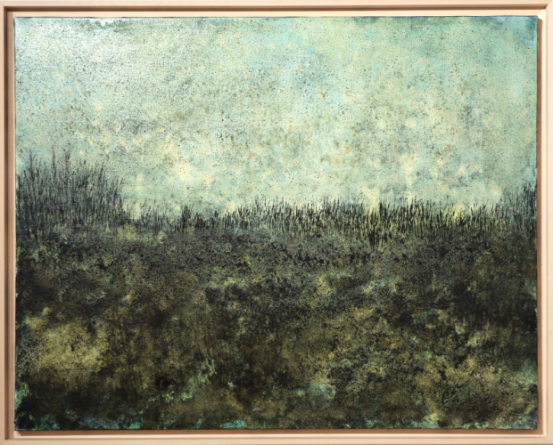 Fleur Cozic, Taïga, technique mixte sur toile, 72.5 x 92 cm, 2019