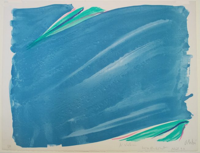 Olivier Debré, Signe-paysage, lithographie sur vélin d'Arches, signée et justifiée EA au crayon par l'artiste, 58 x 75.5 cm, 1989