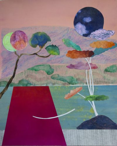 Marie-Anita Gaube, Soul's landscape#7, 60 x 50 cm, techniques mixtes sur papier, 2022